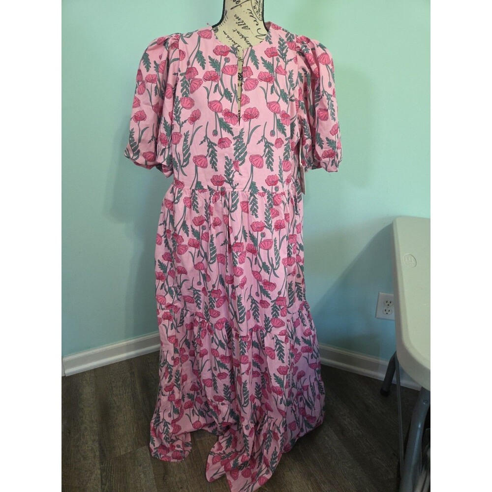 hyacinth house pink amaryllis floral cisco maxi dress large new with tags tucker